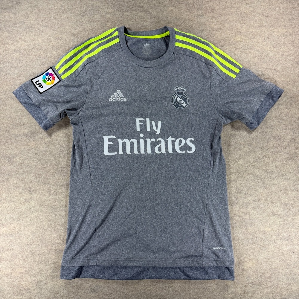 adidas Real Madrid 2015/16 Away Jersey Men's S Gray LFP La Liga ClimaCool